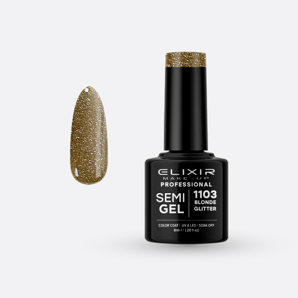 1103-2 Ημιμόνιμο βερνίκι 8ml – #1103 (Blonde Glitter) - Image 1