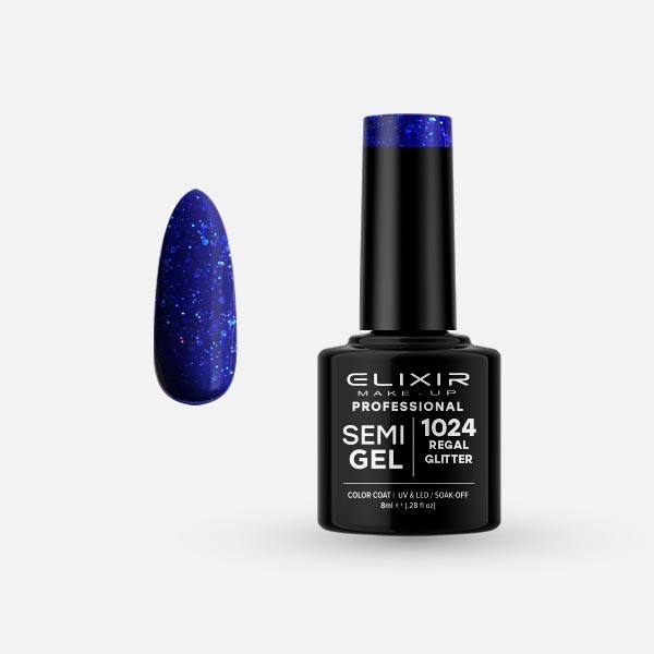 1024 Ημιμόνιμο βερνίκι 8ml – #1024 (Regal Glitter) - Image 1
