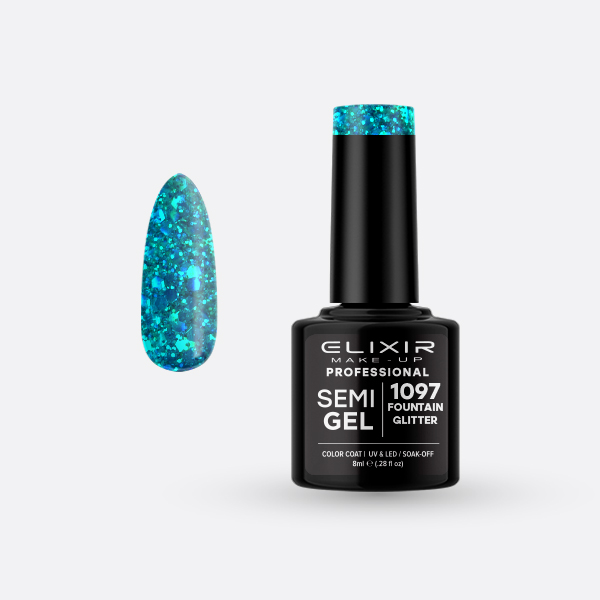 1097 Ημιμόνιμο βερνίκι 8ml – #1097 (Fountain Glitter) - Image 1