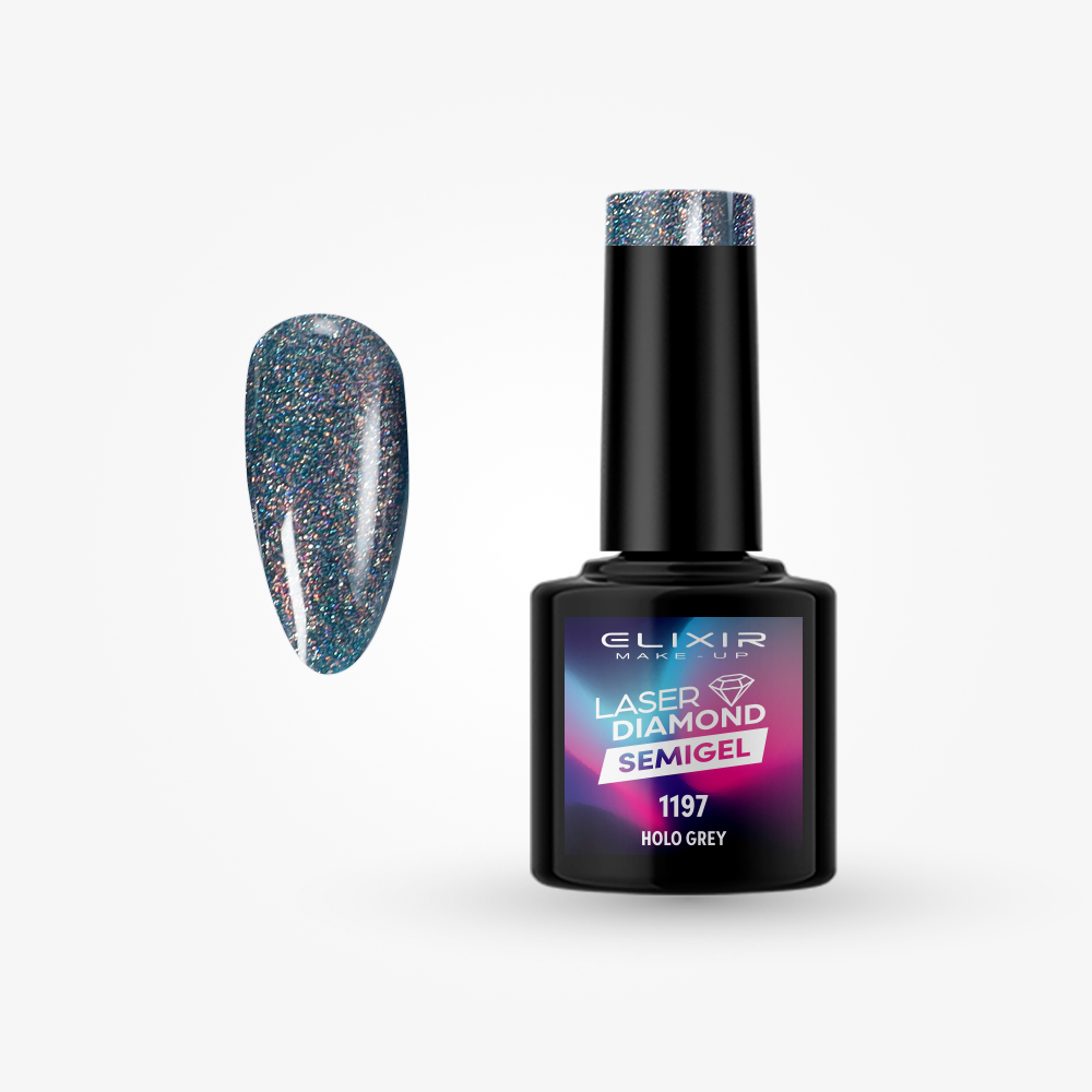 8842-1197 Ημιμονιμο βερνικι Laser Diamond 8ml – #1197 (Holo Grey) - Image 1