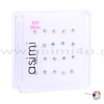 Ασημένιο ιριδίζον σκουλαρίκι μύτης 3mm με 4 γατζάκια