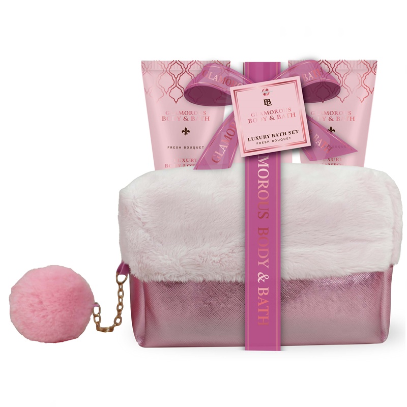 41-443-1000 Glamorous Pink Pom Pom Nesseser - Image 1