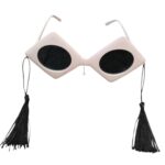 Αποκριάτικα Γυαλιά με Φούντες – Άσπρο