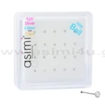 Ασημένιο σκουλαρίκι μύτης 2.0mm λευκό με γατζάκια & μπίλια