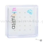 Ασημένιο σκουλαρίκι μύτης 2.00mm ίριδα AB με μπίλια