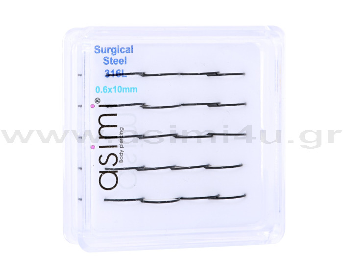 n10630_mavros_krikos_myths Μαύρος λεπτός κρίκος μύτης 0.6x10mm από χειρουργικό ατσάλι 316L - Image 1