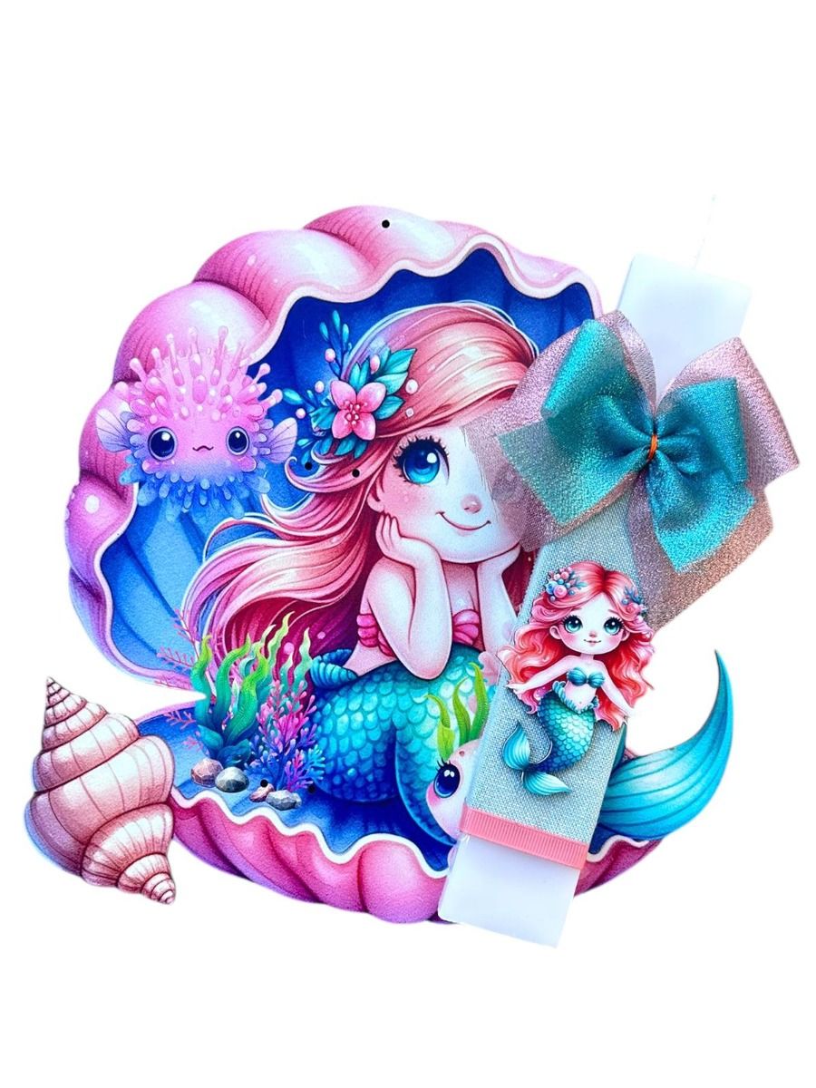 __viber_2026-01-20_17-51-29-906 Χειροποίητη Πασχαλινή Αρωματική Λαμπάδα Cute Red Mermaid - Image 1